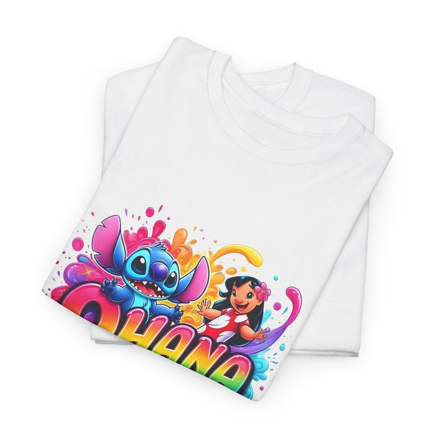 Camisola Ohana Lilo e Stitch – Disney | T-shirt Colorida Unissexo para Fãs