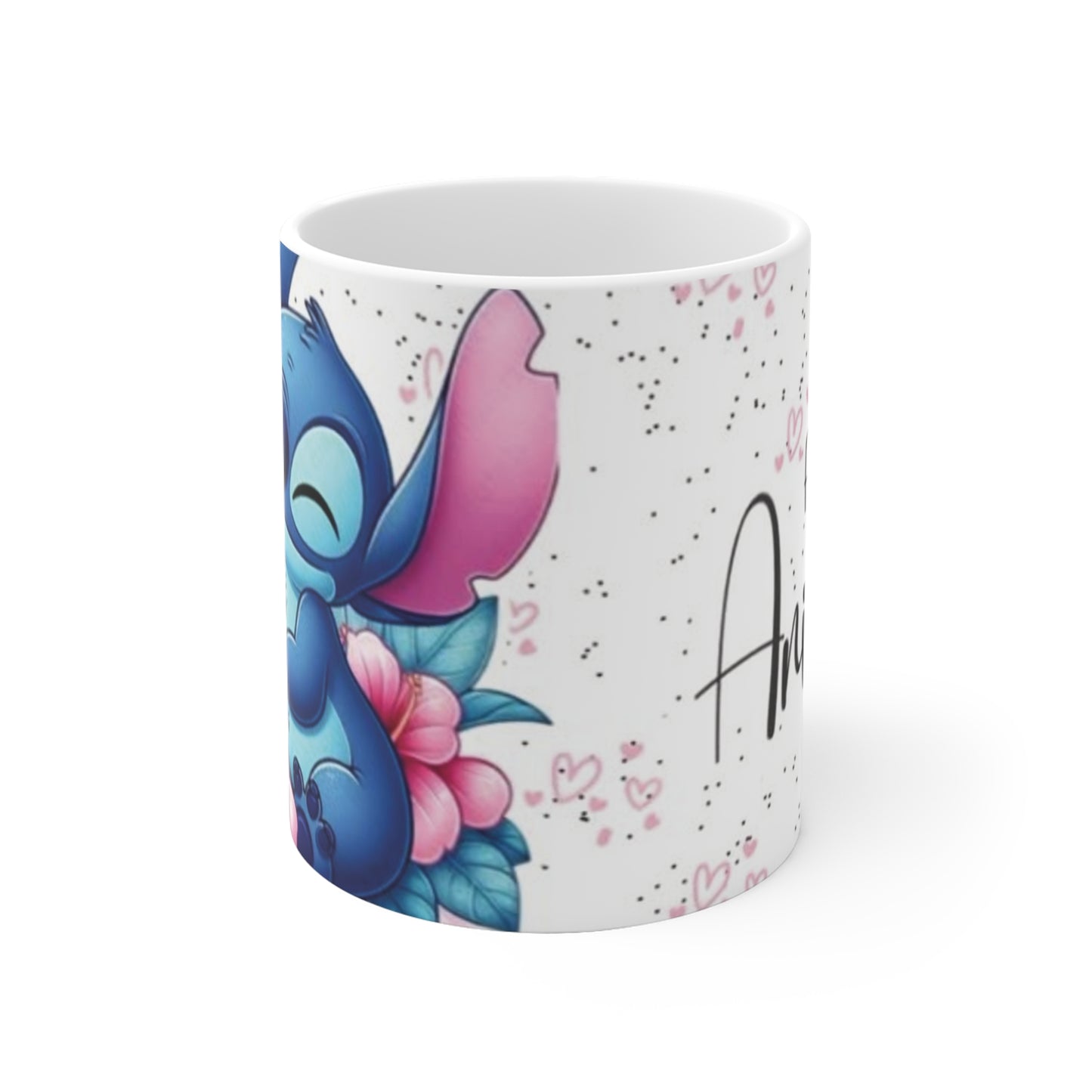 Caneca "Feliz Aniversário" Stitch & Angel - Edição Especial Romântica