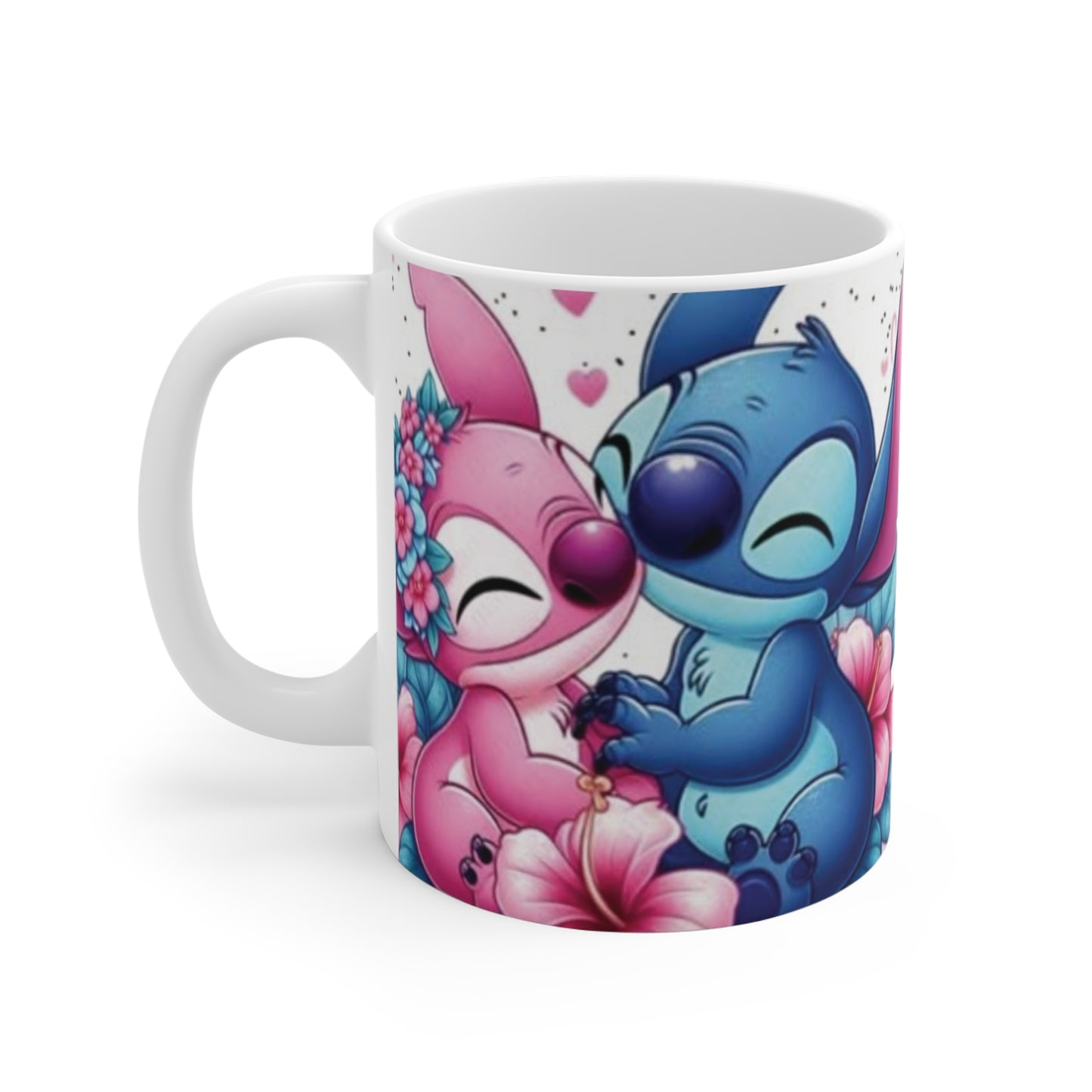 Caneca "Feliz Aniversário" Stitch & Angel - Edição Especial Romântica