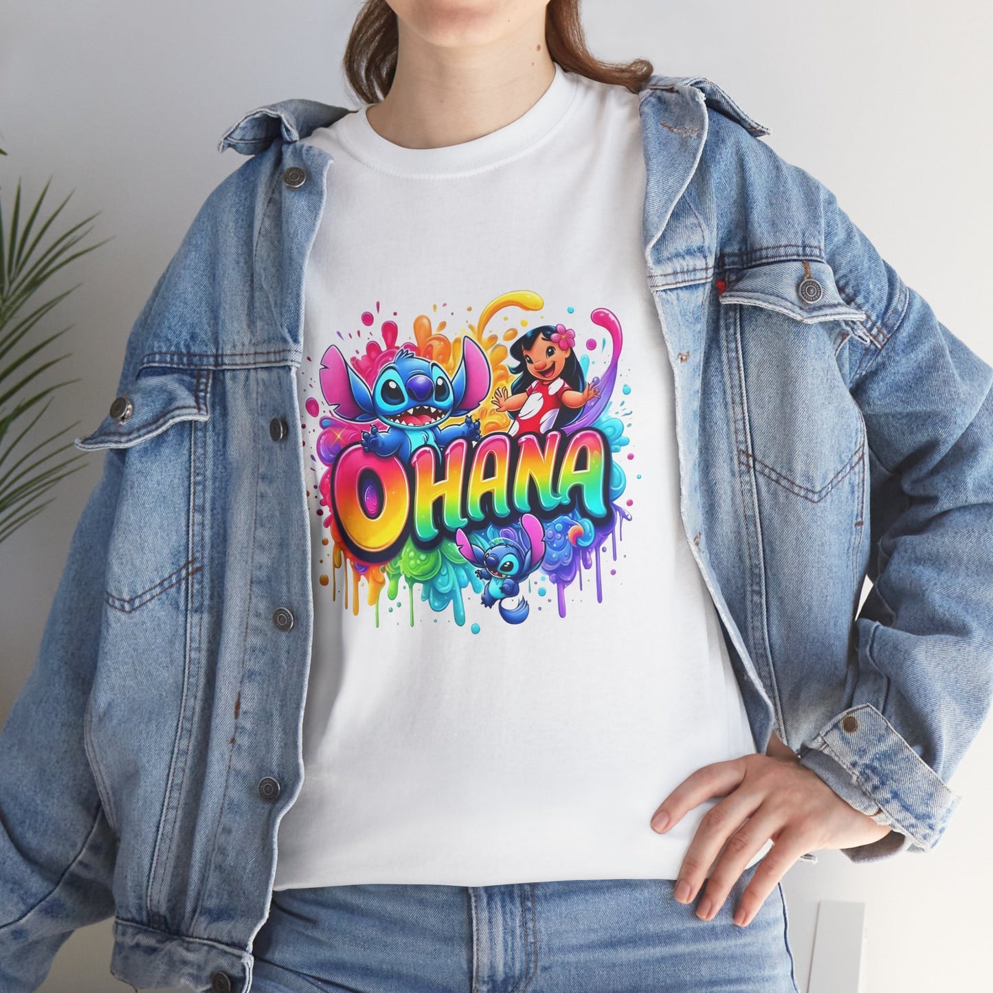 Camisola Ohana Lilo e Stitch – Disney | T-shirt Colorida Unissexo para Fãs