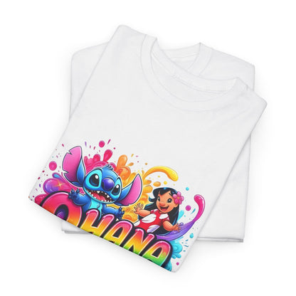 Camisola Ohana Lilo e Stitch – Disney | T-shirt Colorida Unissexo para Fãs