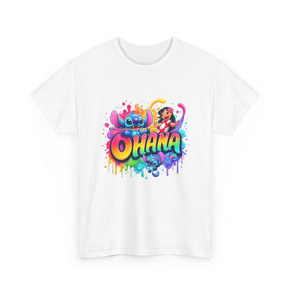 Camisola Ohana Lilo e Stitch – Disney | T-shirt Colorida Unissexo para Fãs