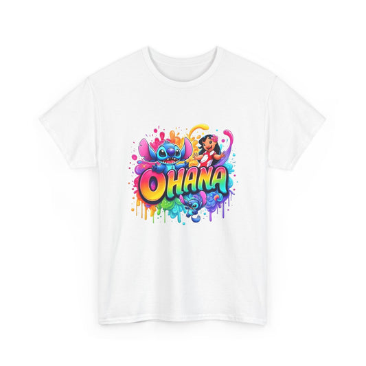 Camisola Ohana Lilo e Stitch – Disney | T-shirt Colorida Unissexo para Fãs