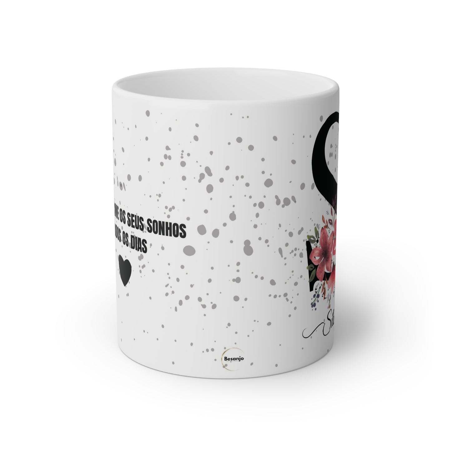 Caneca Personalizada com Nome "Silvia" – Letra S Floral