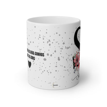 Caneca Personalizada com Nome "Silvia" – Letra S Floral